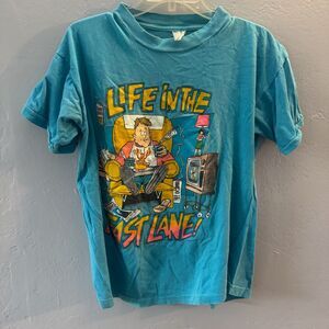 Vintage 90s Humor Graphic Tee Unisex T-Shirt Blue Life in the Fast Lane Medium